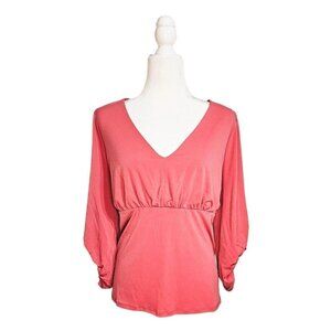 Torrid NWT Studio Knit V-Neck 3/4 Sleeve Shirred Top size 2/2X/18-20